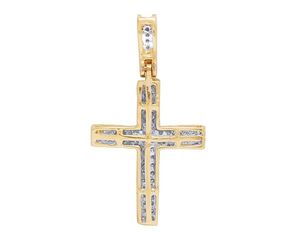 Collar con colgante cruzado de Hip Hop para hombre VVS Moissanite Diamond Iced S925 Sterling Silver Rose Gold Plated Religious Style - Product Image 4