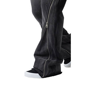 Pantalones Acampanados Personalizados de Alta Calidad, Pantalones Deportivos, Estilo Pantalón de Hombre, Pantalones con Parches Apilados y Cremallera con Estampado Puff - Product Image 5