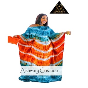 Venta al por mayor de caftán abaya modesto para mujer teñido a mano bata teñida transpirable rayón material encaje ecológico hasta el suelo - Product Image 2
