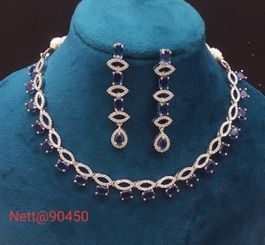 Conjunto de joyas de diamantes americanos brillantes para mujer, hermoso collar con pendientes a juego, perfecto para ropa nupcial y de fiesta - Product Image 2