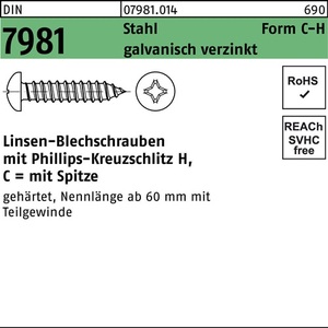 Tornillos autorroscantes DIN 7981 LIKO PH C3.5x32-H Punta de acero 100 piezas - Product Image 1