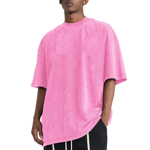 Alta calidad lavado ácido 100% algodón de talla grande camisetas de hombre estampado bordado holgado en blanco Unisex camiseta de gran tamaño para hombres - Product Image 4