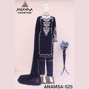 Présentation de l'exclusivité Heavy Pure Faux Georgette avec le fabricant de collections de costumes brodés lourds par Royal Export à Surat - Product Image 3