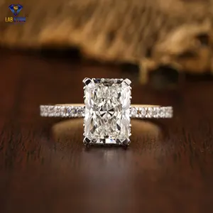 2,62 CT Radiant & Round Brilliant Cut con anillo de pila de oro macizo 18K Oro amarillo Diamante certificado Labgrown Diamond Jewelry - Product Image 1