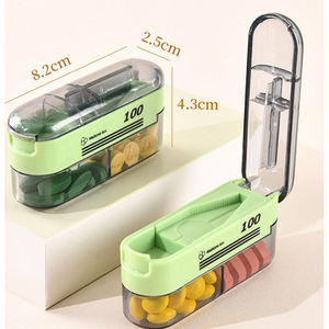 เครื่องตัดยาและกล่องเก็บยาแบบพกพาขนาดเล็ก ผลิตจากวัสดุ PC + ABS + สแตนเลส (SS304) น้ำหนักเบาเพียง 55 กรัม รับสกรีนโลโก้สำหรับเก็บยา - Product Image 1