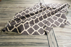 Grand tapis Punja Dhurrie en coton gris tissé à la main de 8x10 pieds, tapis décoratif à tissage plat pour salon, chambre d'amis ou prière - Product Image 3