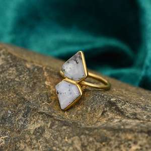 Venta de Navidad 10x14mm Ajuste de bisel Anillo de plata esterlina 925 para mujer fina con ágata de dendrita natural Anillo de venta de corte elegante - Product Image 5