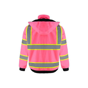 Safety Jacket Construction Reflective High Visibility <b>Workwear</b> with Customized Logo ANSI Class 1 LED Flash - Product Image 2