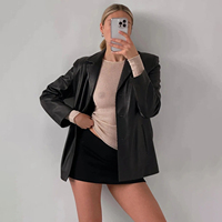 Blouson Bomber Vintage Années 90 en Cuir de Mouton Souple Noir, Manteau Long Matelassé Coupe-Vent Respirant Hiver, Épaules Tombantes Coupe Droite