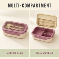 Boîte à lunch en paille de blé avec couvercle transparent, clips latéraux, compartiments séparés, récipient bento réutilisable pour le bureau, l'école, les pique-niques