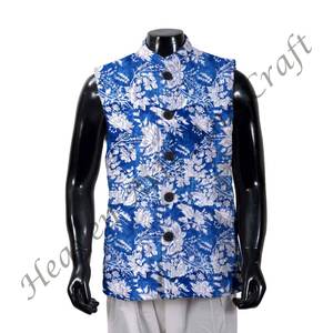 100% algodón transpirable y ligero hecho a mano acolchado Boho Wear ropa de hombre chaqueta acolchada con estampado Floral - Product Image 4