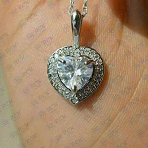 1,00 CTW corazón corte Moissanite colgante collar para mujer mínimo delicado diamante aniversario regalo corazón corte Halo diseño - Product Image 3