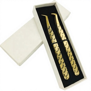 Pince à épiler d'extension de cils en acier durable imprimée de logo personnalisé de haute qualité - Product Image 1