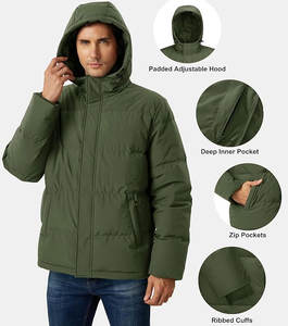 Chaqueta acolchada para hombre, abrigo de invierno ligero con capucha para hombre, chaqueta acolchada cálida, chaquetas acolchadas gruesas a prueba de viento para hombre - Product Image 2