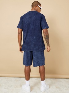 Logo personnalisé Ensemble d'été deux pièces pour hommes séchage rapide vêtements respirants grande taille-T-shirt et short délavés à l'acide - Product Image 2
