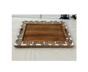 Plateau de service alimentaire en bois de la meilleure qualité, design tendance, forme rectangulaire, plateau de service pour le thé et le café par Home Arts - Product Image 4