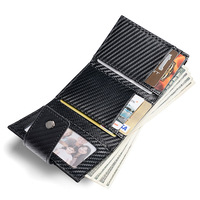 Dompet kulit asli untuk pria pria kulit sapi antik pendek lipat tiga dompet pria dengan Pop Up kotak penyimpan kartu aluminium Slot Airtag