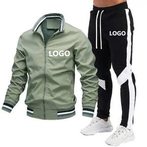 Vêtements sport logo personnalisé Survêtement fermeture éclair totale polaire polyester Survêtement jogging homme deux pièces Costumes de sport homme - Product Image 1