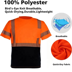 Logo personnalisé vente en gros sécurité construction t-shirts à manches courtes haute visibilité vêtements de travail réfléchissants meilleurs t-shirts de sécurité - Product Image 5