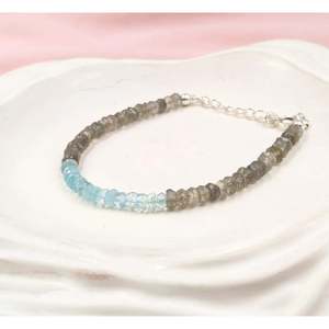 Bohemian Charm <b>Bracelet</b> with Labradorite & Blue Aquamarine Beaded Religious Diamond <b>Bangle</b> Gift for Religious Occasions - Product Image 5