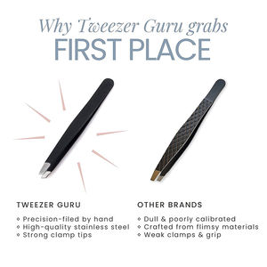 Pinces à épiler pour sourcils très demandées, pinces à épiler pour extensions de sourcils en papier noir, poignée antidérapante, pointe inclinée, pinces à épiler pour le soin des sourcils - Product Image 6