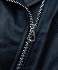 Chaqueta de cuero genuino con cuello en V y cierre de cremallera estilo motorista a prueba de viento ropa exterior Chaleco de mujer de Venta caliente - Product Image 4