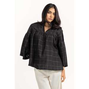 Chemisier noir tissé 231-217-001 pour femme, à pois, volanté, en satin, soie, mousseline, viscose, long, décontracté, pour le bureau, taille XL, automne - Product Image 6