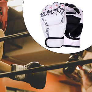 Gants de boxe de Muay Thai MMA d'entraînement demi-doigt en cuir durable avec logo personnalisé pour adultes et jeunes enfants - Product Image 4