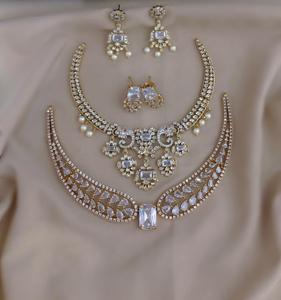 ชุดสร้อยคอเคลือบด้านสีซีแซดสำหรับผู้หญิงดีไซน์ไม่ซ้ำใครชุดสร้อยคอทันสมัยเหมาะสำหรับงานปาร์ตี้ - Product Image 4