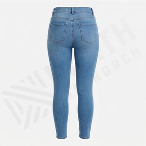 Ladies Knitted Oversize <b>Stretch</b> Customized Color <b>Denim</b> Pants Distressed Plus Size Jeans Logo Streetwear Fashion Casual Pants - Product Image 2