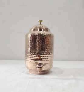 Dispensador de agua de cobre puro hecho a mano, diseño martillado con soporte, contenedor de almacenamiento y servicio - Product Image 2