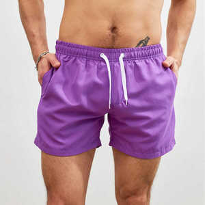 Pantalones cortos de gimnasio para hombre atléticos de color liso con cordón de poliéster de 145 gramos de verano al por mayor - Product Image 3