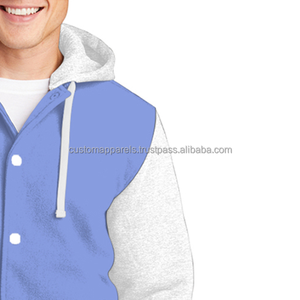 Black cotton fleece varsity <b>jacket</b> for <b>men</b> minimalist stylish letterman <b>jacket</b> for wholesale - Product Image 4