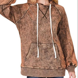 Made in Pakistan Latest Style Streetwear <b>Women</b> Hoodie Cotton <b>Fleece</b> Acid Wash Vintage Custom Logo <b>Women</b> Washed Hoodie - Product Image 1