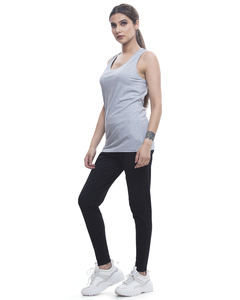 Forever Grey Organic Cotton Yoga Racer Back Top para adultos Mujeres Hermosa ropa deportiva informal para gimnasio Fitness Sets - Product Image 2