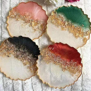 Posavasos Cuadrados de Madera Hechos a Mano con Pétalos Florales Incorporados, Tapetes de Epoxi Duraderos para Mesa de Oficina en Casa Moderna, Regalos Decorativos - Product Image 3