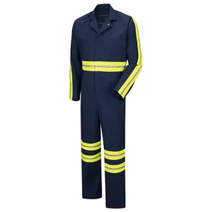 OEM 100% di buona qualità materiale in poliestere tute di protezione generale di sicurezza abbigliamento da lavoro tuta a righe riflettenti abito da lavoro tuta