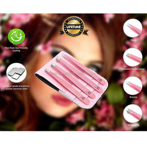 Pinzas de Acero Inoxidable Premium 2026 con Punta Curva Inclinada, Color Rosa, Herramientas de Belleza para Extensiones de Pestañas y Arte de Uñas, Gran Venta - Product Image 5