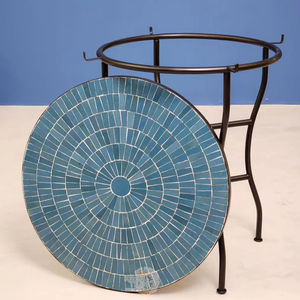 Table d'appoint en mosaïque éblouissante: Art irisé-Table basse bleue-Table d'appoint-Décor de salon-Cadeau - Product Image 1