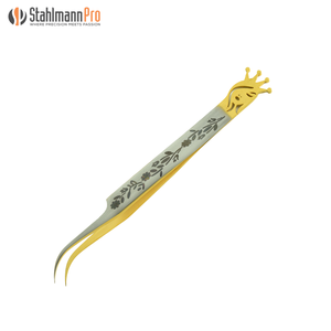 Pinces à épiler professionnelles de haute qualité en acier inoxydable, à pointe inclinée, pour extensions de cils, pointe incurvée, Stahlmann - Product Image 6