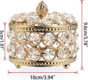 Organizador de joyas de vidrio y metal redondo de primera calidad con detalles de cristal para tiendas de regalos de lujo y minoristas de decoración del hogar - Product Image 2