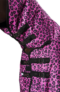 Rosa estampado de leopardo transpirable 1200D Ripstop Nylon invierno caballo alfombra Combo satén forrado tela de lana impermeable para uso en verano - Product Image 3