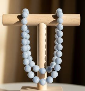 Collar de plata 925 de 18 pulgadas para mujer hecho a mano, diseño anudado a mano, cuentas de piedra aguamarina Natural de alta calidad, moda - Product Image 4