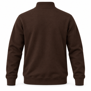 Sudadera de Forro Polar para Hombre, Color Marrón Oscuro, Cierre de Cremallera de un Cuarto, Corte Regular, Cuello Alto, Estilo Casual para Otoño - Product Image 2