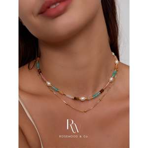 Collier en perles plaqué or, motif chevrons, inaltérable, cadeau pour maman ou elle, colliers superposés tendance - Product Image 2