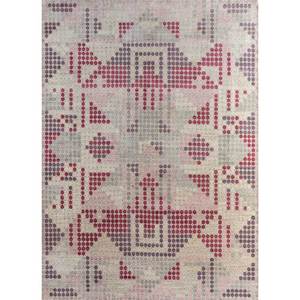 Alfombra de Lana Anudada a Mano Clan, Patrón Geométrico Rosa y Morado, Alfombra para Sala de Estar, Decoración para Pasillo Juvenil, Tamaño 9x12 - Lca-806 - Product Image 1