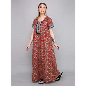 Evolove - Camisón Largo de Algodón con Estampado Floral para Mujer, con Cordón Ajustable, Suave, Tejido, Tipo Bata de Baño, Talla Única, Personalizable - Product Image 3