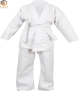 2025 nuevos uniformes de Karate para niños 8oz blanco PolyCotton Gi con cinturón nuevo desgaste de artes marciales - Product Image 3