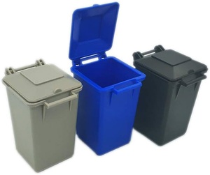 High Quality Modern Luxury Recycled Plastic Geometric Pattern Trash Can Open-Top Rectangular Outdoor Dust <b>Bin</b> Two Wheels Lid - Product Image 1