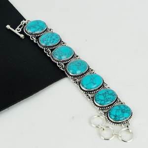 Elegant Blue Turquoise Handmade <b>Bracelet</b> 925 Sterling <b>Silver</b> Jewelry Natural Gemstone <b>Bracelet</b> Boho Jewelry For Birthday Gifts - Product Image 4